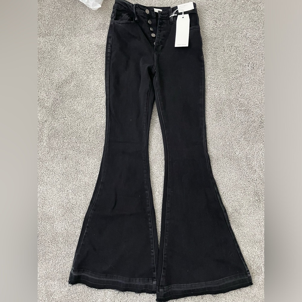 Black high rise boot cut/flare jeans
